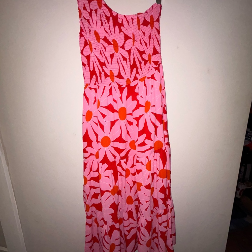 Floral Pink and Red Maxi Dress - Picture 2 of 5